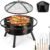 HaSteeL 30 Inch Outdoor Fire Pit, Round Wood Burning Firepit with Spark Screen, Long Poker, Roasting Sticks, Grill Grate & Black Cover, Large for Outside Backyard Patio Camping Bonfire Beach BBQ