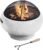 Teamson Home MGO Light Concrete Round Charcoal and Wood Burning Fire Pit for Outdoor Patio Garden Backyard with Spark Screen, Fireplace Poker, Grate, and BBQ Grill, Light Gray