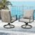 EROMMY Patio Swivel Chair Set of 2, Outdoor Dining Chairs with Thickened Cushions, Wicker Chairs with Gentle Rocker for Porch, Garden, Backyard, Poolside, Deck, Grey
