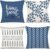 YCOLL Pillow Covers 18×18 Set of 4, Modern Sofa Throw Pillow Cover, Decorative Outdoor Linen Fabric Pillow Case for Couch Bed Car，Light Blue