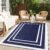 OLANLY Outdoor Rug 5×8 ft Waterproof, Reversible Outdoor Plastic Straw Rug, RV Mat, Indoor Outdoor Carpet Clearance for Patio, Camping, Balcony, Deck, Backyard, Navy & White