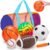 5 Pack Sports Balls Set for Kids with Bag Balls for Toddlers 1-3 Football Soccer Basketball Baseball Volleyball Outdoor Toys Sport Bouncy Playground Kickball Hand Pump Outside Toddler 1-3 2-4 3-5 Gift