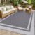 HappyTrends Outdoor Rug Reversible Portable Plastic Straw Camping Rugs for Outside RV,Large Waterproof Outdoor Area Rugs for Patio,Deck,Porch,Balcony(5’x 8′,White&Gray)