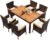 Shintenchi 7 Pieces Patio Dining Set, Wicker Patio Conversation Set with Wooden Table Top, Outdoor Table and Chairs with Soft Cushions for Backyard, Deck and Garden, Brown Rattan