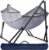 Tranquillo Double Hammock with Stand Included for 2 Persons/Foldable Hammock Stand 600 lbs Capacity Portable Case – Inhouse, Outdoor, Camping, Grey