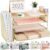 Gianotter Paper Letter Tray Organizer with File Holder, 4-Tier Desk Accessories & Workspace Organizer with Drawer and 2 Pen Holders