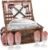 Picnic Basket Set for 4 Persons with Cooler and Waterproof Picnic Blanket, Classical Wicker Picnic Baskets with Waterproof & Sand-Proof Beach Mat,Willow Hamper Service Gift Set