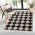 Lahome Checkered Easy Jute 3×5 Outdoor Patio Rug, Washable Rugs for Entryway Diamond Indoor Outdoor Living Room Carpet, Farmhouse Neutral Non Slip Black Door Carpet for Backyard Bedroom