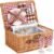 ZORMY Wicker Picnic Basket for 2 Person, Willow Hamper Basket Sets with Insulated Compartment, Handmade 2 Person Picnic Basket Classical Red Check with Utensils Cutlery Perfect for Picnic, Camping