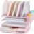 Desk Organizers and Accessories with Drawer, File Organizer with 5 Vertical File Holders and Pen Holders, Office Desk Accessories Workspace Desktop Organizers for Office Supplies (Pink)