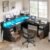 YITAHOME L Shaped Desk with Power Outlets & LED Lights, 60” Corner Computer Desk with Drawers & Lift Top, Home Office Desk with Monitor Stand & File Cabinet, Wood Height Adjustable Desk, Black & Brown