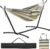 Yaheetech Double Hammock w/Stand, 2-People Hammock & Stand Set w/Storage Bag & Carrying Bag, Outdoor/Indoor Heavy-Duty Portable Hammock, 450LB Capacity – Desert Stripe