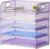Marbrasse Paper Organizer Letter Tray, 5 Tier Mesh File Organizer with Handle, Paper Sorter Desk Organizer for Home Office Supplies – Purple