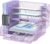 DALTACK Mesh Desk Organizer, 5-Tier Paper Letter Tray with File Holder & Pen Holder & Sliding Drawer, Desktop Organizer and Storage for Desk Accessories Office Supplies, Purple
