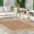 nuLOOM 6′ 7″ x 9′ Outdoor Area Rug, Casual Design With Striped Border, Stain Resistant, Highly Durable, For Patio, Balcony, Bedroom, Living Room, Dining Room, Bathroom, Light Brown