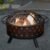 Fire Pit – 32-Inch Outdoor Wood Burning Firepit with Screen, Poker, and Cover – Outdoor Fire Pits for Backyard, Deck, or Patio by Pure Garden (Black)