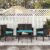 Yaheetech Patio Furniture Set 4 Pieces Conversation Sets, Rattan Chair Wicker Set Loveseat with Soft Cushion and Glass Table for Backyard Porch Garden Poolside Balcony, Brown and Cyan