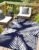 Outdoor Rug 4′ x 6′ for Patio Waterproof Clearance, Reversible Indoor Outdoor Plastic Straw Camping Rug Carpet, RV Mat, Large Area Rug for Deck, Backyard, Balcony, Porch, Navy Blue and White