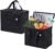 VENO 2 Pack Cooler Bags – Insulated for Food Delivery, Collapsible and Reusable Shopping Bags with Zipper, Foldable, Heavy-Duty, Stands Upright – Ideal for Groceries (Black, 2 Pack)