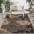 GENIMO Outdoor Rug Waterproof for Patio Decor, 5′ x 8′ Reversible Plastic Straw Floral Camping Carpet, Large Area Rugs Mats for RV, Camper, Deck, Balcony, Porch, Beach, Picnic, Mix-Black & Brown