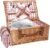 Wicker Picnic Basket Set for 2 Persons with Waterproof Picnic Blanket and Large Insulated Cooler Compartment, Willow Picnic Hamper Basket with Cutlery Service Kits for Camping, Wedding (Red)