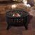 Outdoor Fire Pit – 26-Inch Round Lattice Wood Burning Firepit with Screen, Poker, Grate and Cover – Wood Fire Pits & Outdoor Fireplaces by Pure Garden