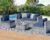 Shintenchi 5 Pieces Outdoor Patio Sectional Sofa Couch, Silver Gray PE Wicker Furniture Conversation Sets with Washable Cushions & Glass Coffee Table for Garden, Poolside, Backyard (Aegean Blue)