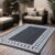 RURALITY Outdoor Rugs 8×10 Waterproof for Patios Clearance,Plastic Straw Mats for Backyard,Porch,Deck,Balcony,Black and White