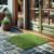 Ottomanson 2’7″ x 3′ Artificial Faux Grass Rug – Realistic Turf with UV Protection – Perforated for Easy Drainage – Durable, Hose-Off Synthetic Lawn Carpet for Indoor & Outdoor Use, Green