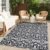 OLANLY Outdoor Rug Waterproof 5×8 ft Clearance, Reversible Outdoor Plastic Straw Rug with Floral Pattern, RV Mat for Patio, Camping, Balcony, Deck, Backyard, Black & White