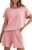 PRETTYGARDEN Two Piece Set For Women Summer Lounge Sets Shorts And Short Sleeve Tops Knitted Matching Travel Spring Outfits