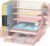 DALTACK Mesh Desk Organizer, 5-Tier Paper Letter Tray with File Holder & Pen Holder & Sliding Drawer, Desktop Organizer and Storage for Desk Accessories Office Supplies, Pink