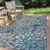 JONATHAN Y SMB110C-8 Zinnia Modern Floral Textured Weave Indoor Outdoor Area-Rug Bohemian Coastal Easy-Cleaning Bedroom Kitchen Backyard Patio Non Shedding, 8 X 10, Navy/Aqua
